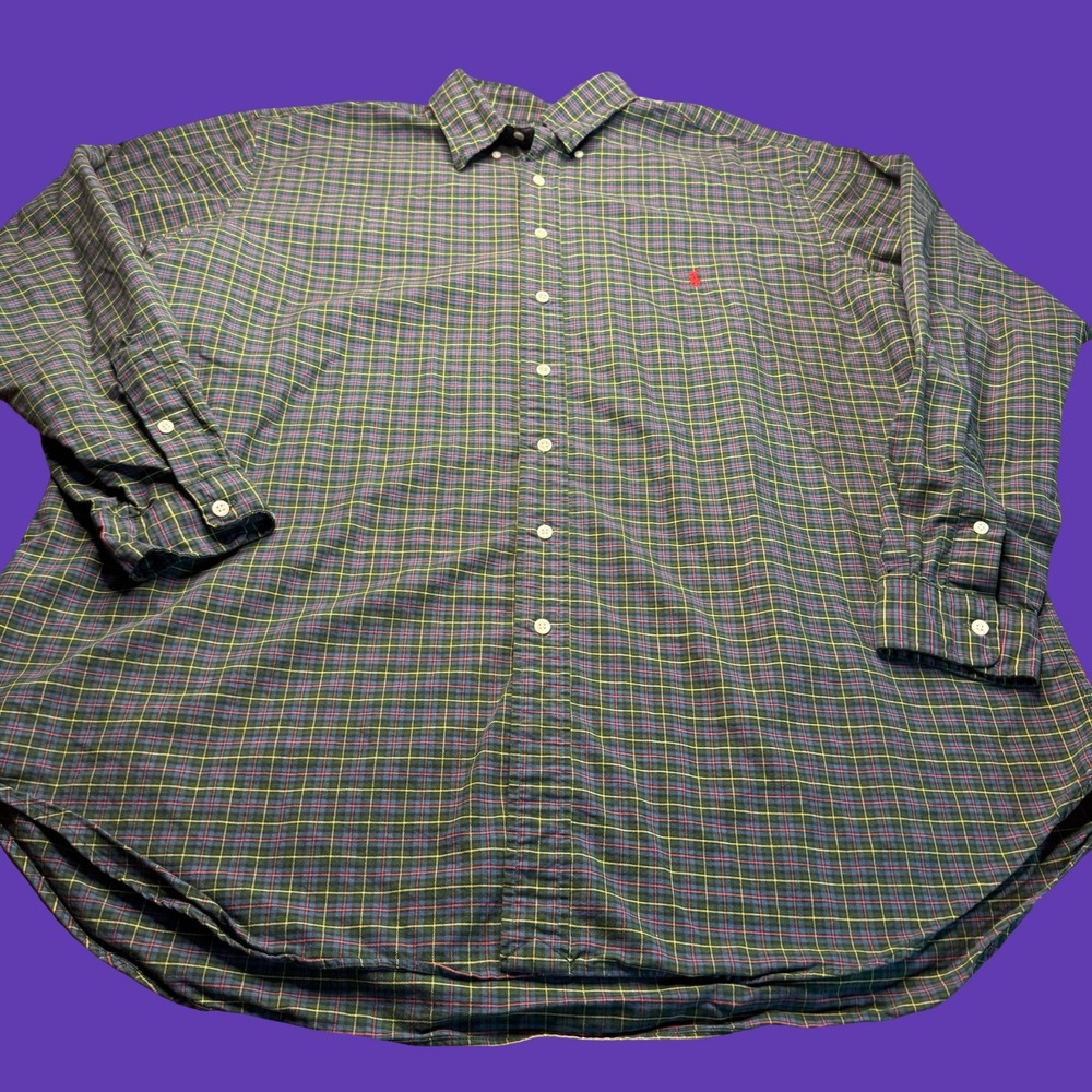 Polo Ralph Lauren Mens 2XLT Tall Classic Fit Plaid Button Down Shirt Pony Logo